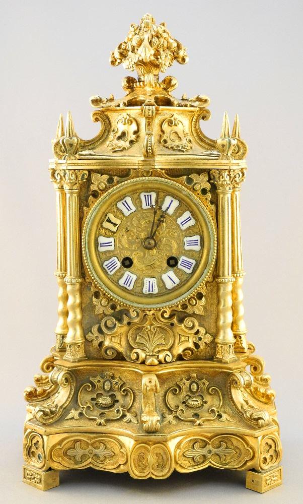 French ormolu clock marked Baskett A Paris, 12 1/2". (1 of 9)