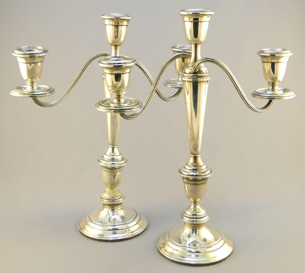 Pair of Alvin Sterling silver triple socket 11 2/3" (1 of 12)