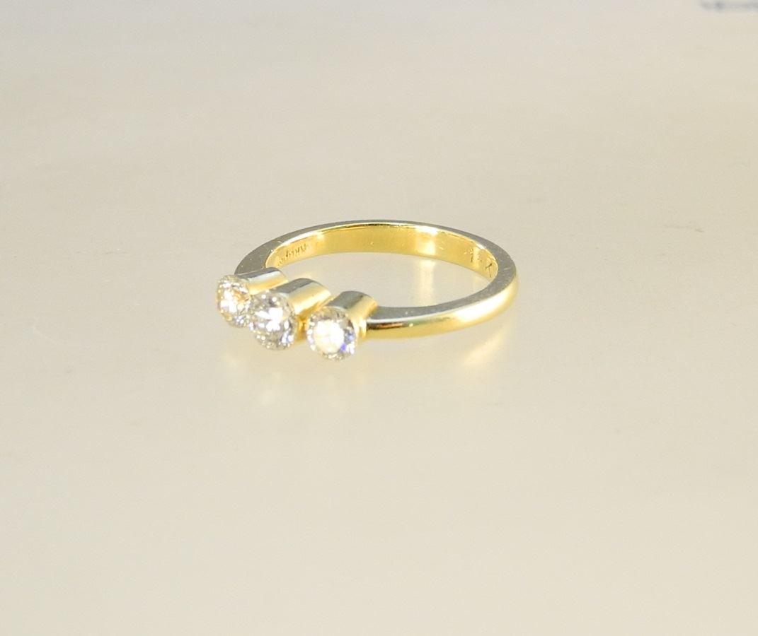 18K Yellow Gold Three Stone Diamond Ring, 0.72CTW. (1 of 3)