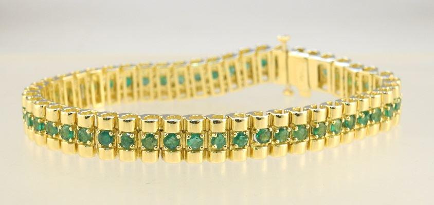 14K Yellow Gold & Emerald Bracelet with 48 round 3mm (1 of 2)