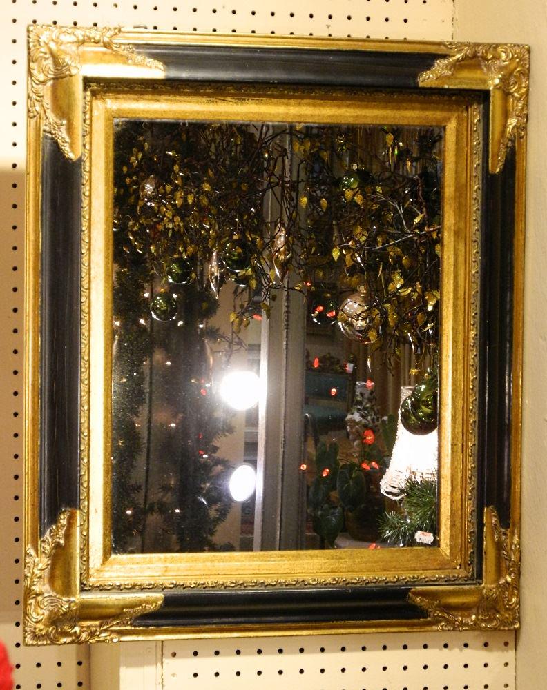 Black & Gilt Framed Mirror, 28" High (1 of 1)