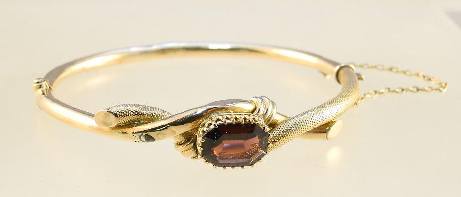 Antique garnet 9K gold snake bracelet. (1 of 2)