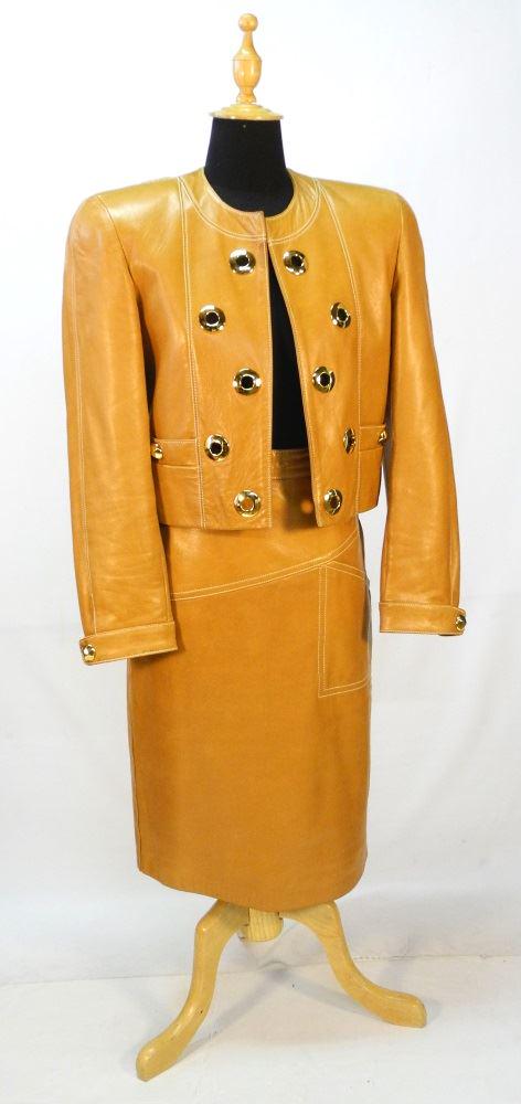 Escada butter leather two piece suit, size 8. (1 of 5)