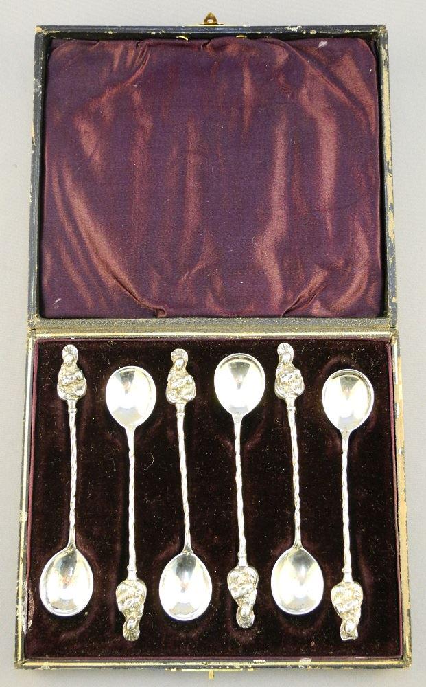 Set of six hallmarked coffee spoons, Mary & Jesus. (1 of 3)