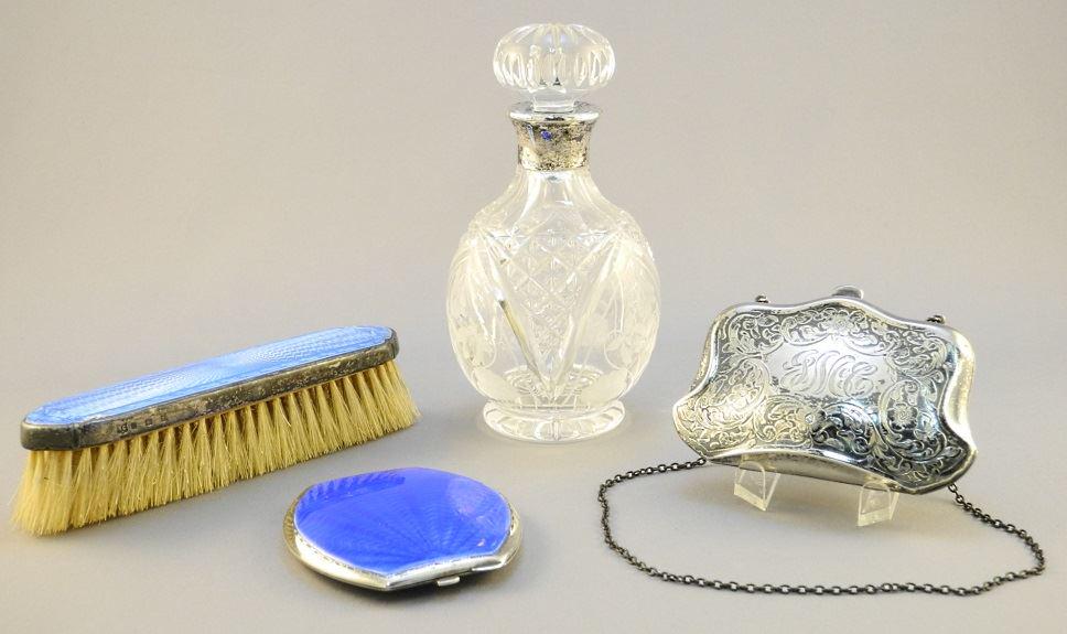 Four Sterling silver dresser items: enamel brush, (1 of 1)