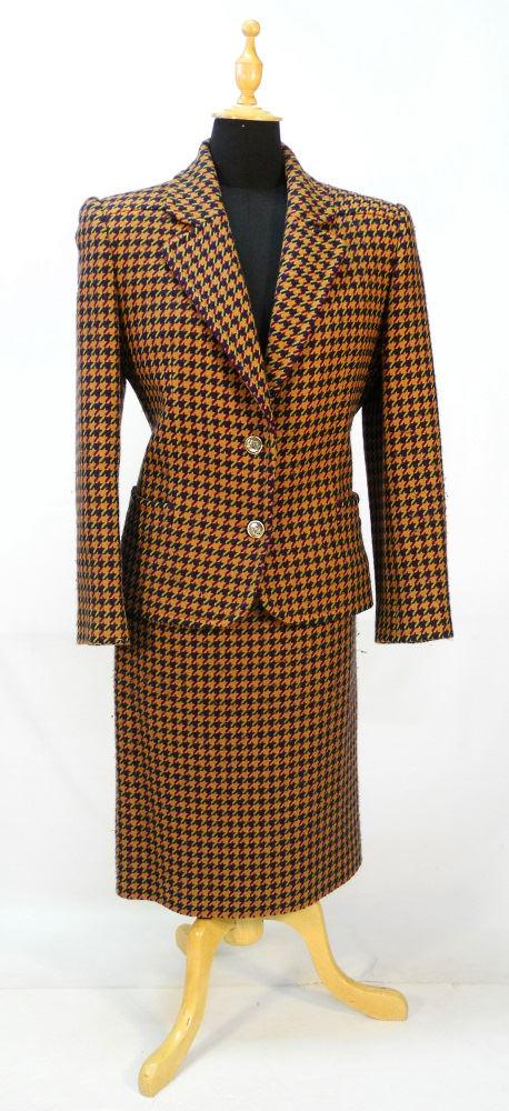 Celine Paris hounds tooth two piece suit, size 10/12.: Celine Paris hounds tooth two piece suit, size 10/12.