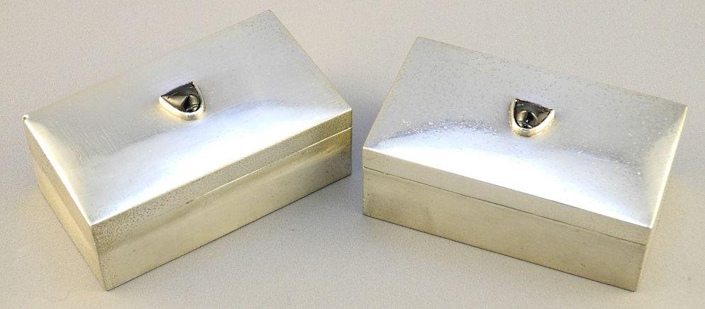 Pair of Mexican Sterling Silver boxes inset with (1 of 3)