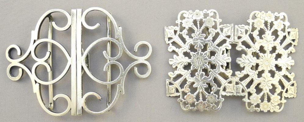 Pair of Sterling silver English nurses' buckles, (1 of 2)