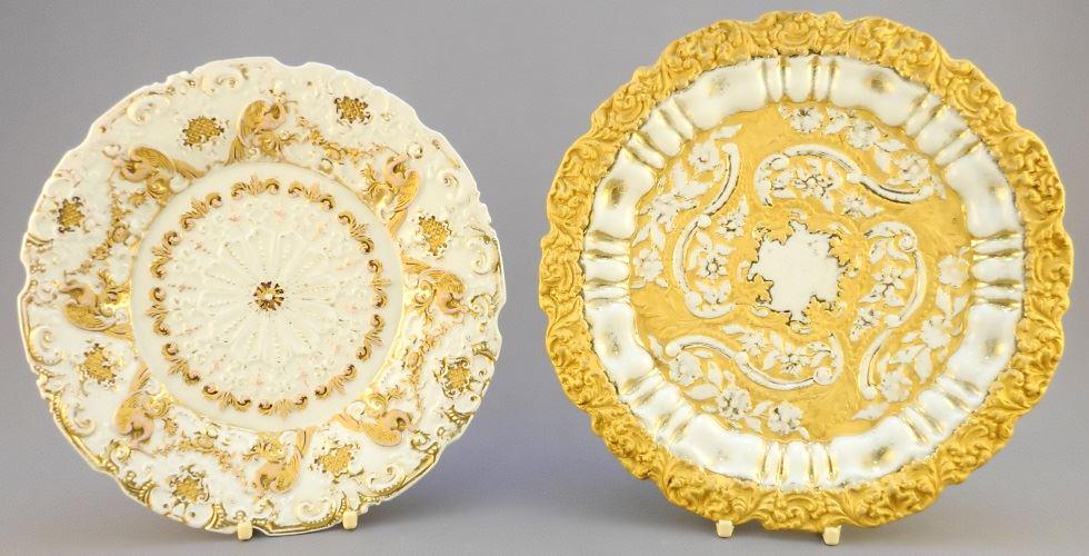 Two Meissen gilt porcelain dishes, 8 1/4" & 7 1/4" (1 of 2)