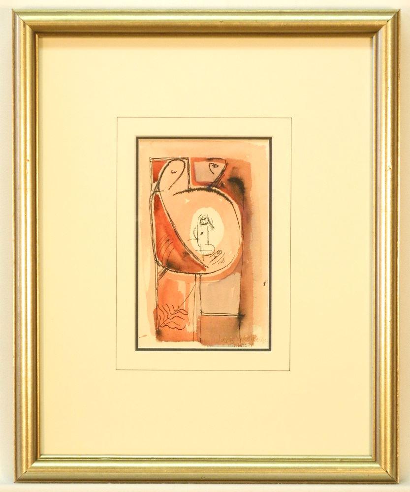 Ink and colour signed Jack Wilkinson 6 3/4" x 4", (1 of 4)