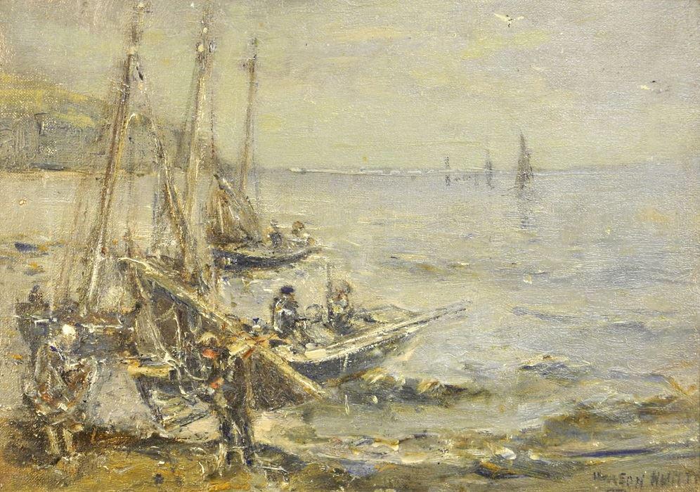 Oil on canvas signed Mason Hunter, 9 1/2" x 13 1/2", (1 of 7)