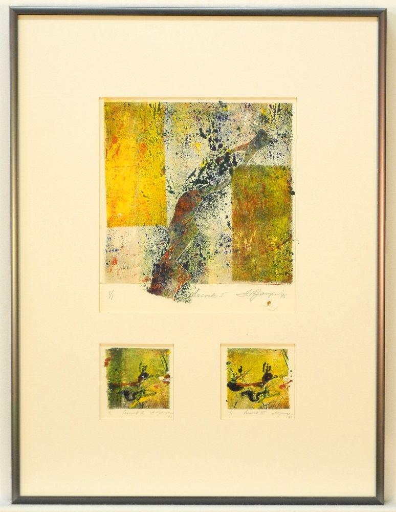 Monoprint signed F.H.Janzen, 7" x 6 1/4", "Peacock (1 of 5)