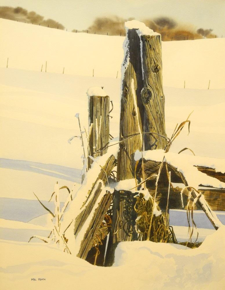 Gouache signed Mel Heath, 22" x 17 1/4", "North Corner (1 of 4)