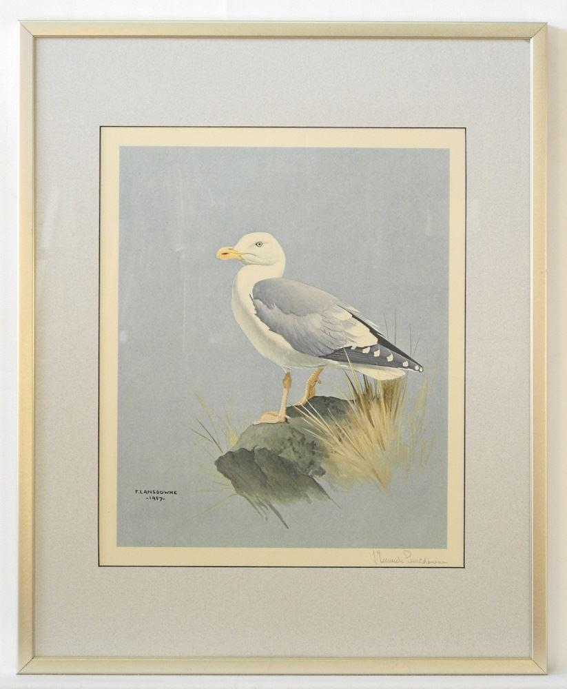 Print signed J.F.Landsdowne, 14" x 11 1/2", "Seagull". (1 of 2)