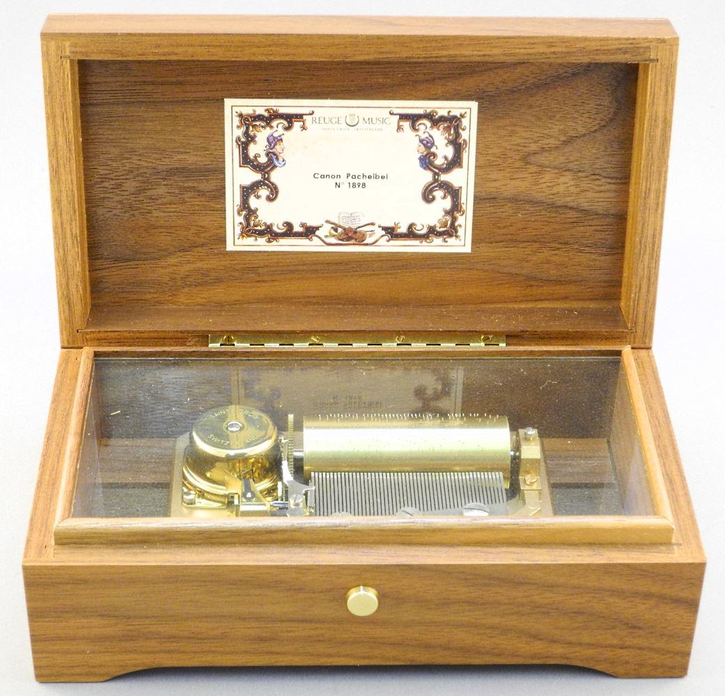 Reuge Music Swiss Music box, 8" wide.: Reuge Music Swiss Music box, 8" wide.