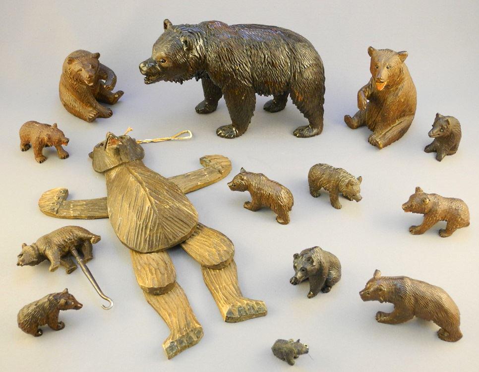 Collection of Black Forest Carved Bear: figurines & (1 of 1)