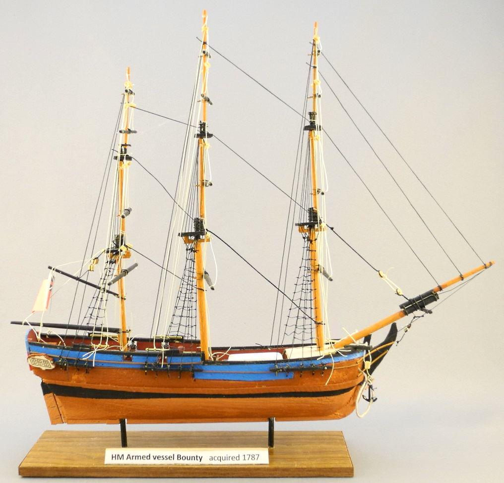 Model ship "HM Armed Vessel Bounty", 13" x 12". (1 of 2)
