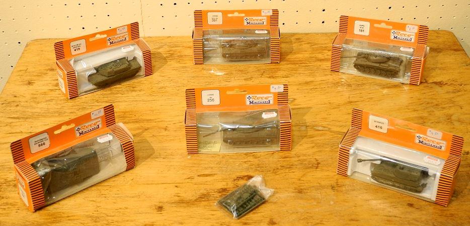Six mini tanks in original boxes by Roco. (1 of 2)