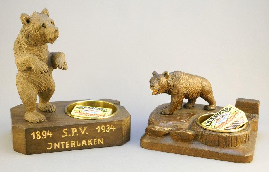 Collection of Black Forest Carved Bear: ashtray, pick (1 of 4)