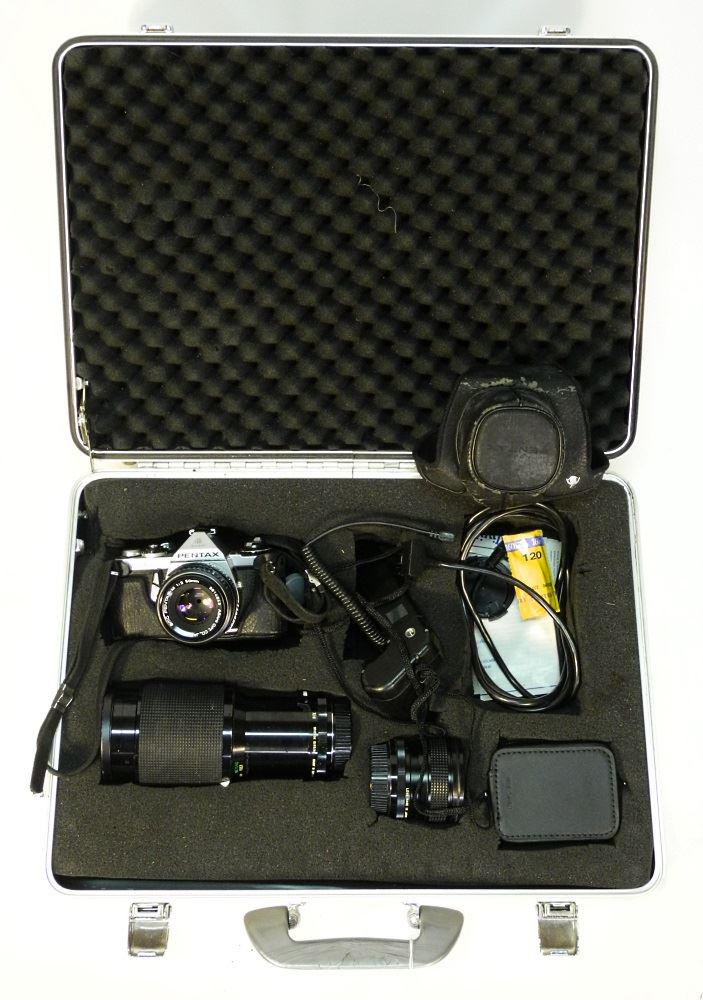 Pentax camera and accessories in aluminum case. (1 of 2)