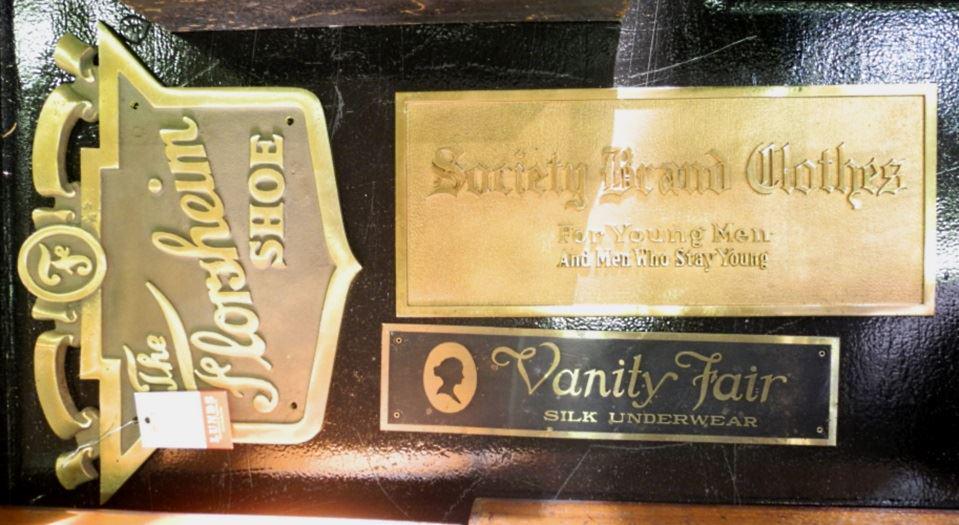 3 brass & bronze clothing & shoe signs: Society Brand / (1 of 1)