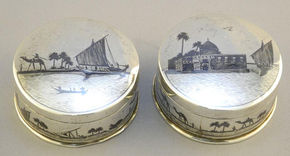2 Round unmarked Silver Boxes with Middle Eastern (1 of 4)