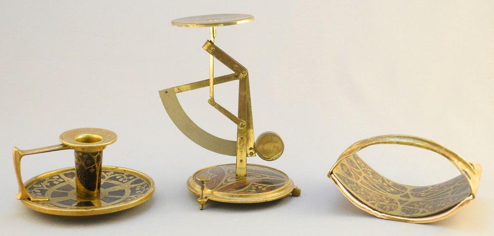 Three piece Art Nouveau desk set consisting of blotter, (1 of 2)