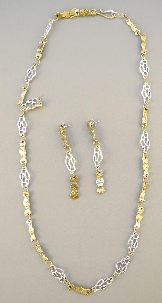 Sterling silver Modernist necklace & earrings set, (1 of 5)