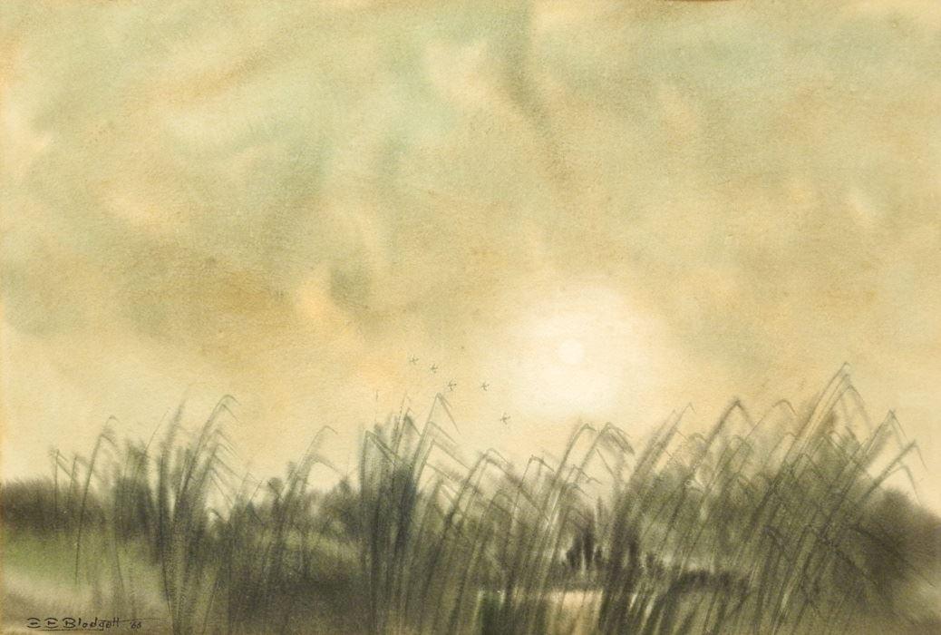 Watercolour signed Stanford Blodgett 17 1/2" x 24 3/4",: Watercolour signed Stanford Blodgett 17 1/2" x 24 3/4", "Dawn".