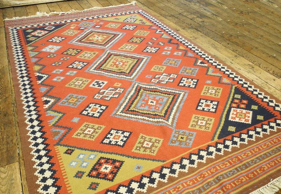 Turkish Kilim rug, approximately 7'6" x 5'3". (1 of 6)