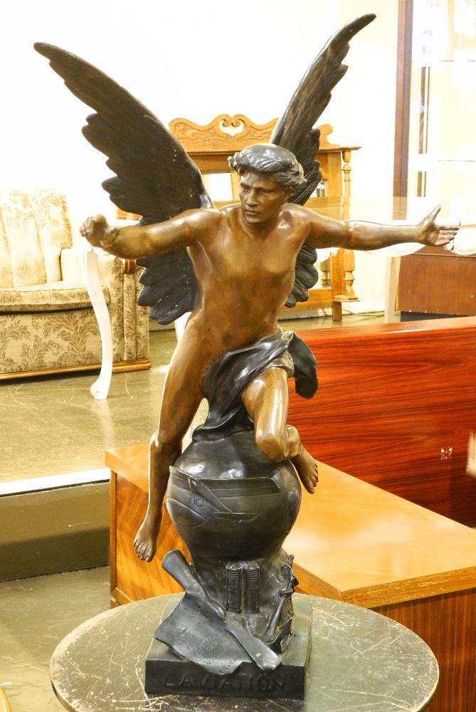 Bronze figure after E.L.Picault "L'aviation", 31 1/2" (1 of 5)