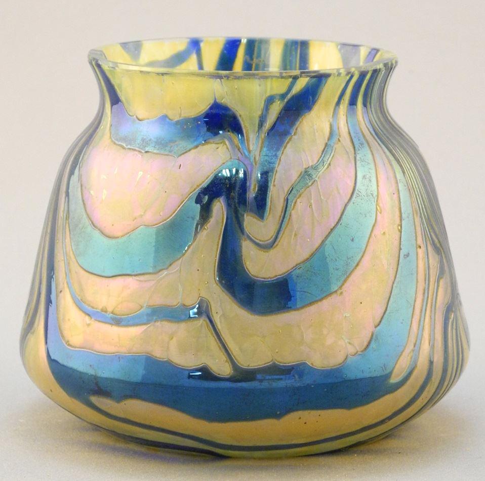 Austrian iridescent glass vase, 3 1/2" high. (1 of 2)