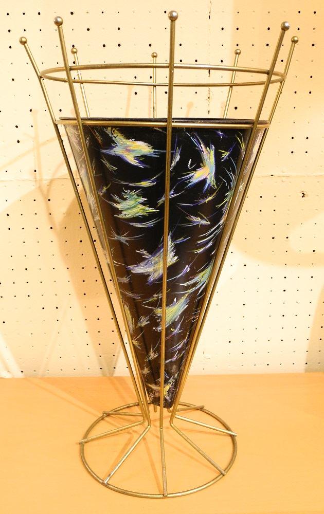 Brass wire umbrella form umbrella stand, 22 1/2" high. (1 of 2)