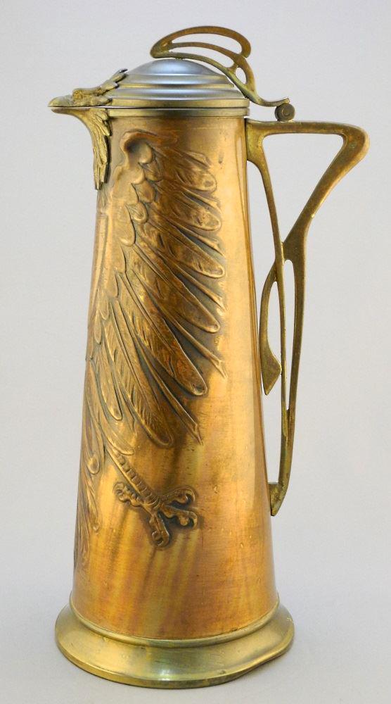Jugendstil copper flagon with heraldic eagle embossing, (1 of 7)