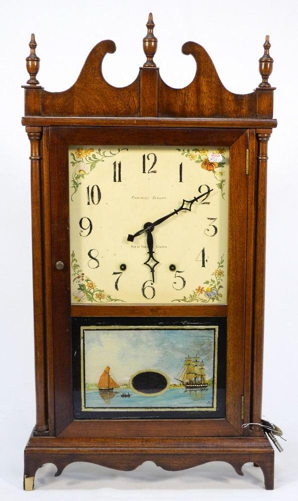 New Haven Conn. 19th C mahogany shelf clock with (1 of 3)