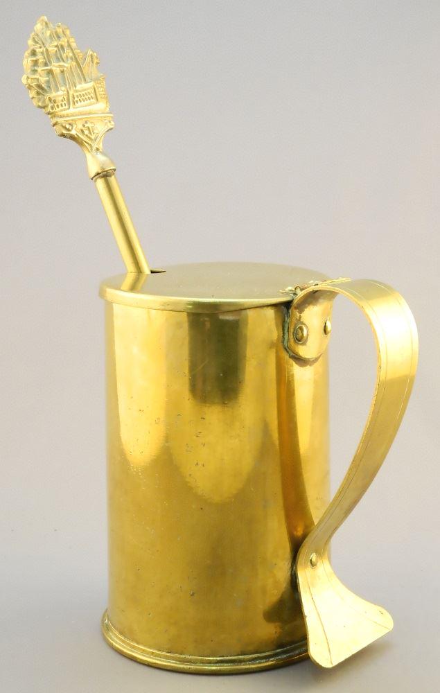 19th Century brass fire pot marked Mitchell, Canada, (1 of 4)