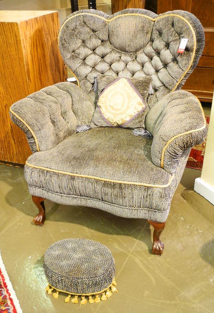 Victorian wire back armchair with a similar ottoman, (1 of 3)