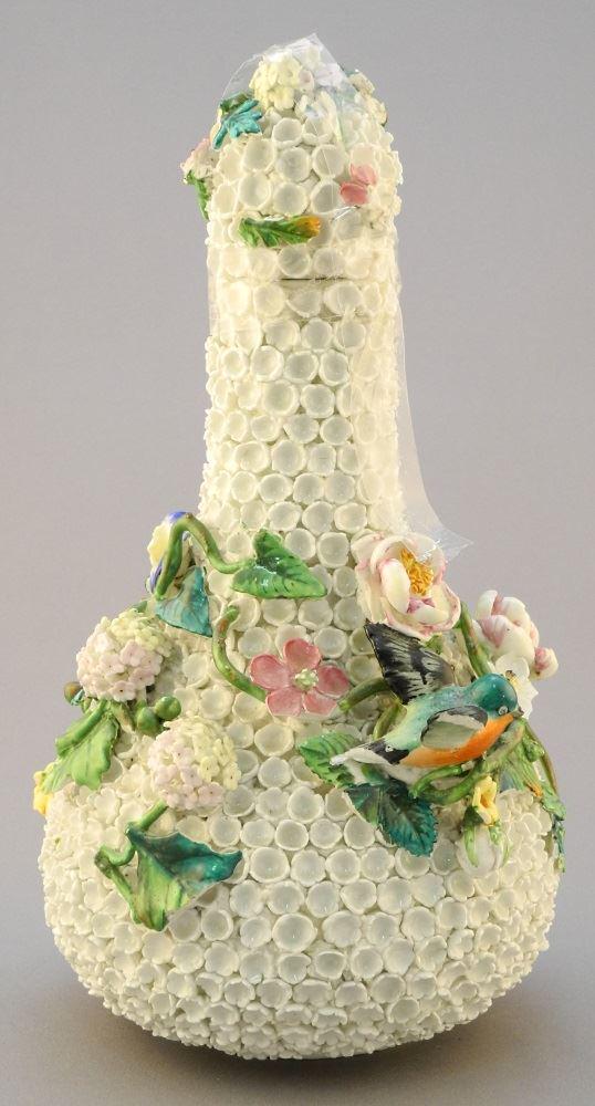 Meissen style snowball covered vase, 10" high: Meissen style snowball covered vase, 10" high (damaged).