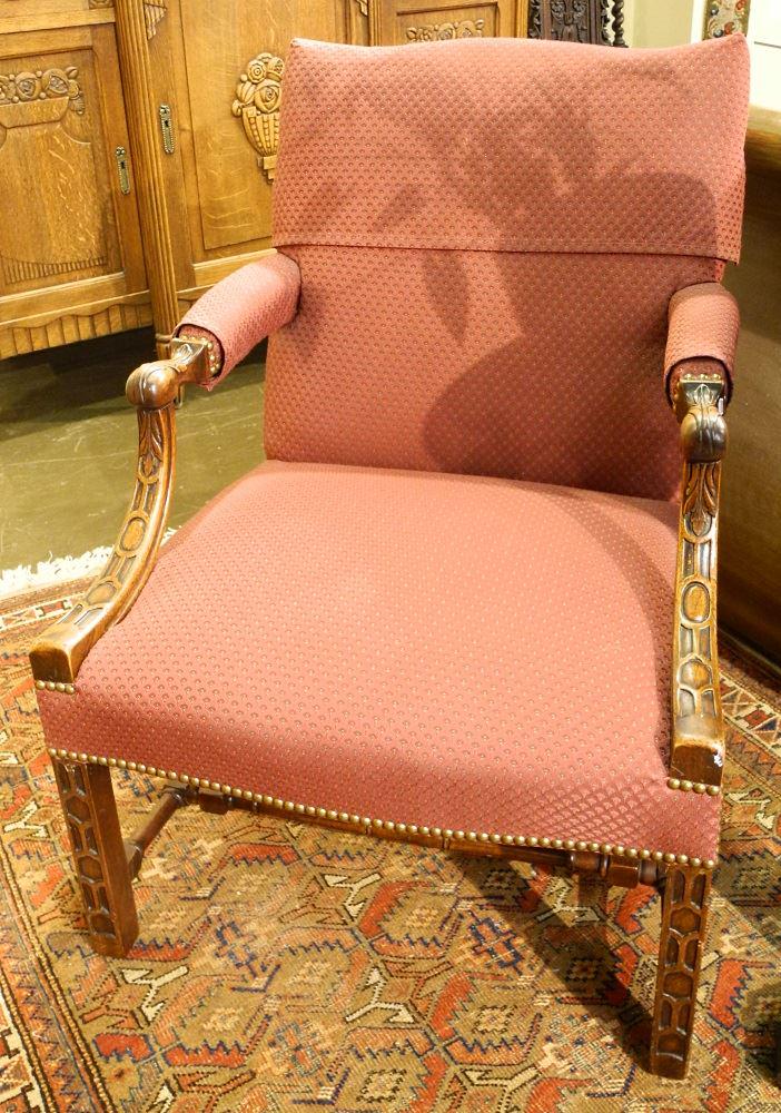 Georgian style blind fretwork open armchair.: Georgian style blind fretwork open armchair.