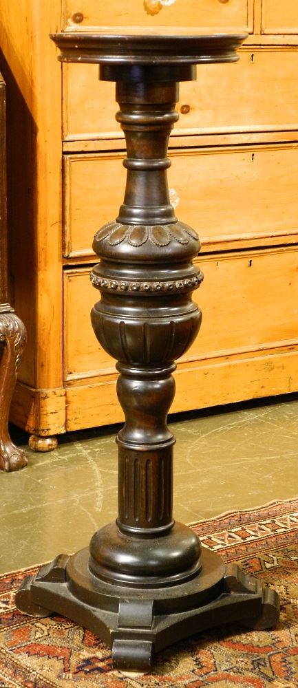 1920's walnut cup & cover baluster torchiere, 36 1/2" (1 of 3)