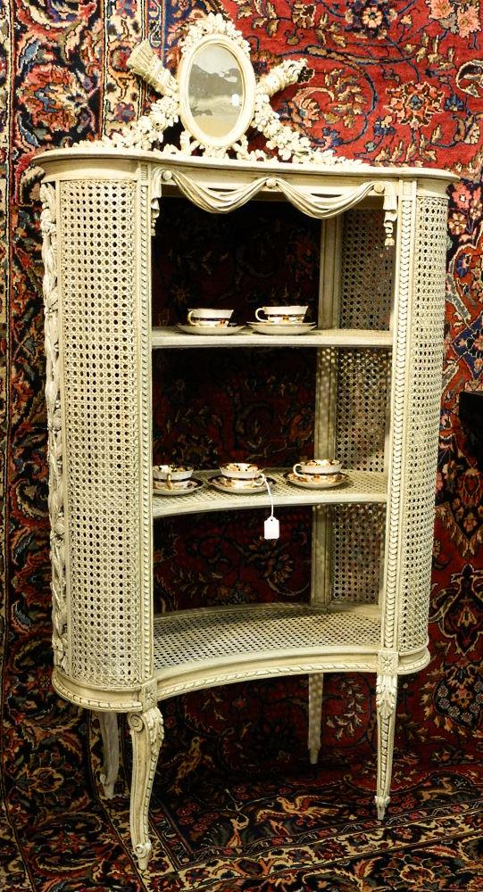 Cane inset Louis XVI etegere.: Cane inset Louis XVI etegere.