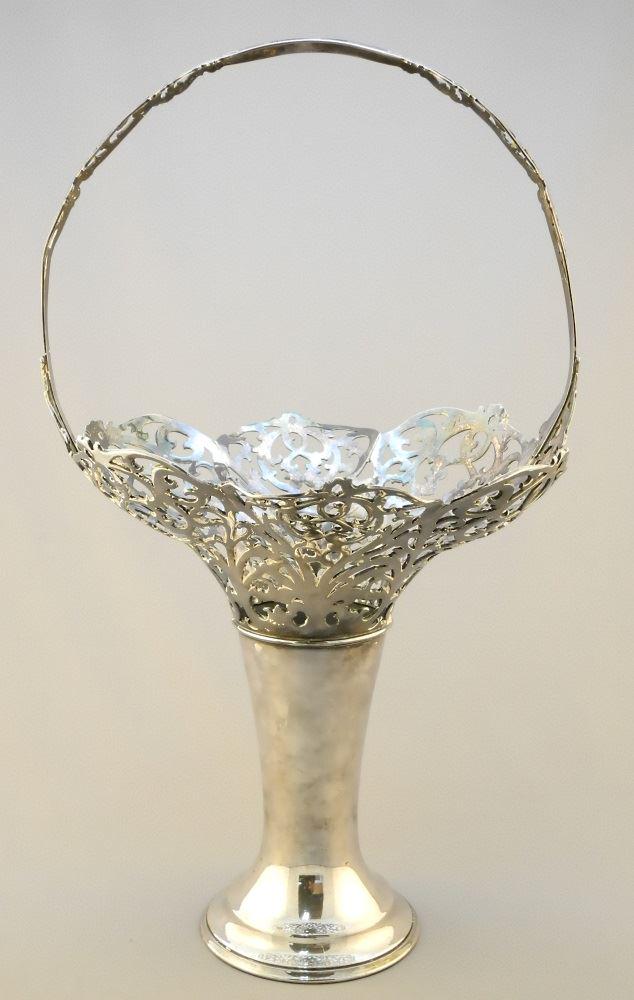 Silver plated brides basket, 18" high. (1 of 3)