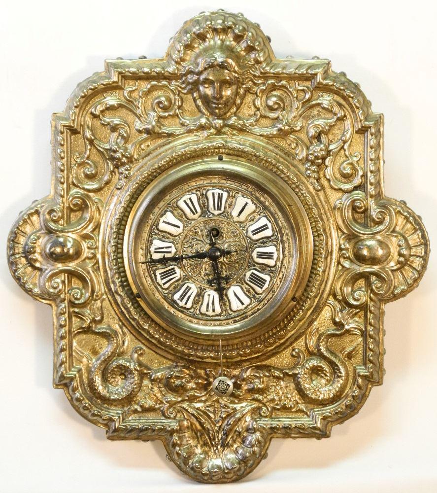 Venetian embossed metal wall clock, 19 1/2". (1 of 1)