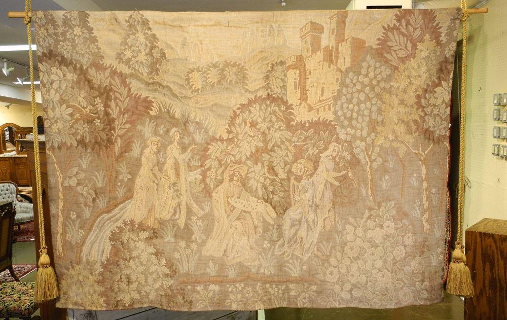 Antique European tapestry depicting a Harpist and (1 of 5)