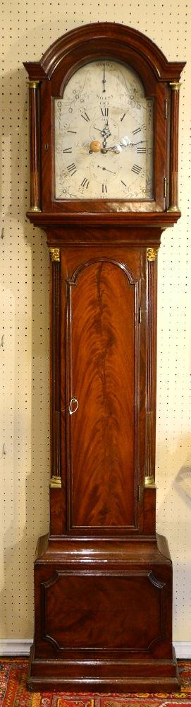 Antique mahogany tall case clock, dial signed (1 of 8)