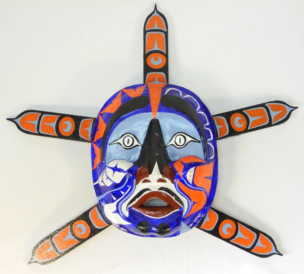 Northwest Coast Sun mask signed Earl, 17" high.: Northwest Coast Sun mask signed Earl, 17" high.