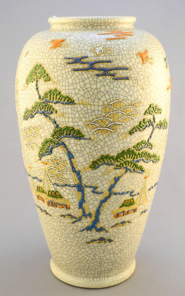 Japanese earthenware Marriage vase, 12" high.: Japanese earthenware Marriage vase, 12" high.