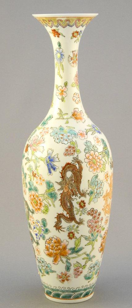 Chinese eggshell porcelain vase in brocade box, 10 1/4" (1 of 4)