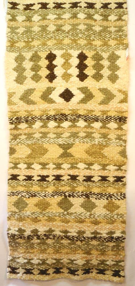 Salish wool woven panel, labeled, 68" x 29" (1 of 2)