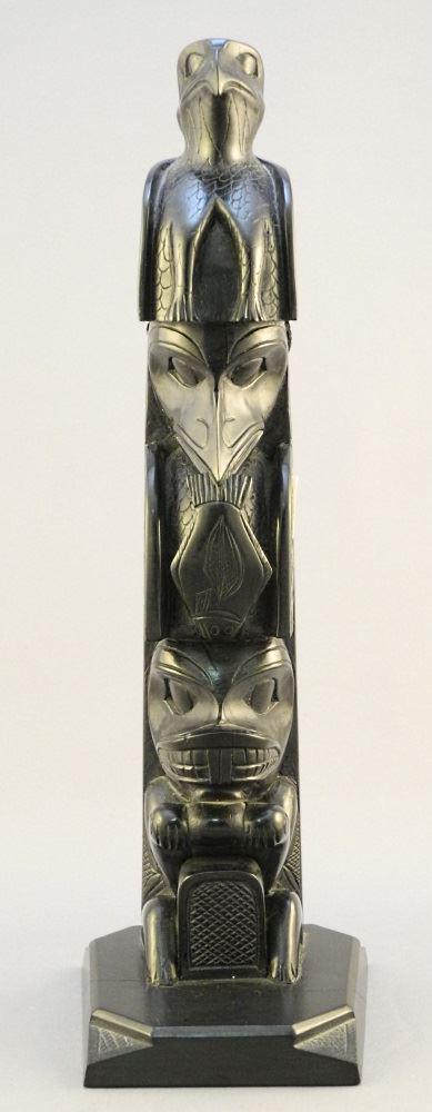 Haida argillite model pole signed Rufus Moody, 12" high (1 of 16)